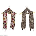 Poly Chiffon Scarves for Women, Multicolor, Pack of 2