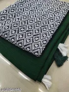 Georgette Solid Saree For Women, Green