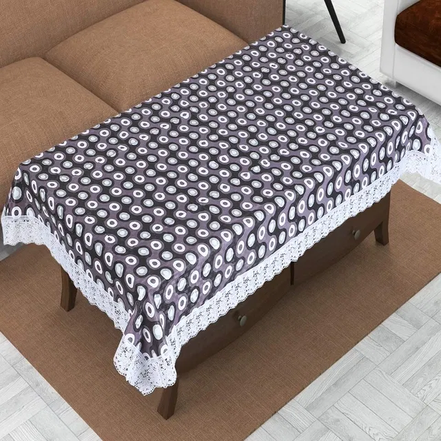 PVC Printed Waterproof Rectangle 4 Seater Table Cloth (Grey & Black, 40x60 inches)