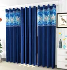 Polyester Curtains for Door (Navy Blue, 7 Feet) (Pack of 3)