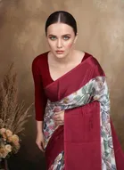 Art Silk Printed Saree for Women, Red 