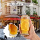 Afast Ribbed Glassware with Bamboo Lids and Straws 300 ml- Stackable Iced Coffee Cups, Vintage Drinking Glasses, Glass Tumbler for Soda, Juice,, Coffee, Milk, Water 