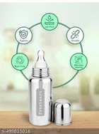 Steel Feeding Bottle 250Ml With Free Cleaning Brush And Pacifier