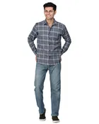 Cotton Blend Full Sleeves Chequered Shirt for Men 