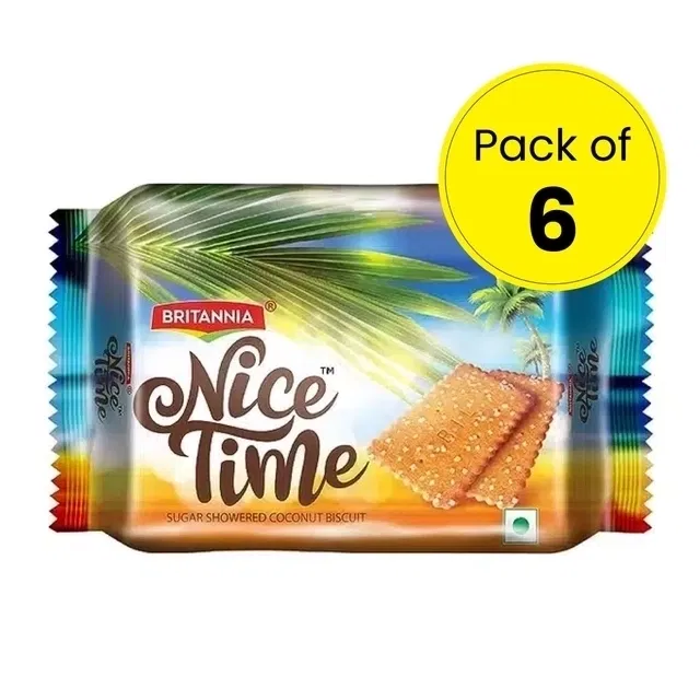 Britannia Nice Time Coconut Biscuit 6X52.7 g (Pack of 6)