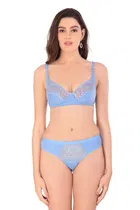 Cotton Blend Solid Non Padded Lingerie Set for Women 