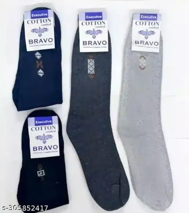 Cotton Blend Socks for Unisex (Multicolor, Pack of 4)