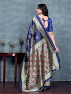 Art Silk Printed Saree for Women, Navy Blue 