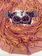 Chiffon Solid Saree for Women, Gold 