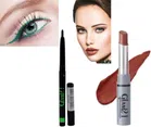 Combo of Glam21 Lipstick with Waterproof Kajal (Brown & Green, Set of 2)