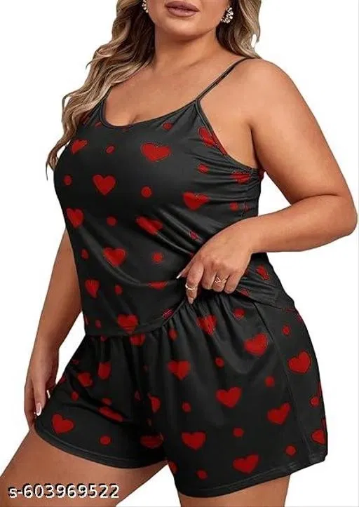 Cotton Blend Night Dress for Women, Black (XXL)