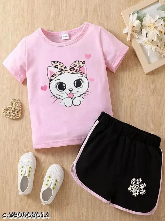 Cotton Blend Clothing Set for Girls (Multicolor, 2-3 Years)