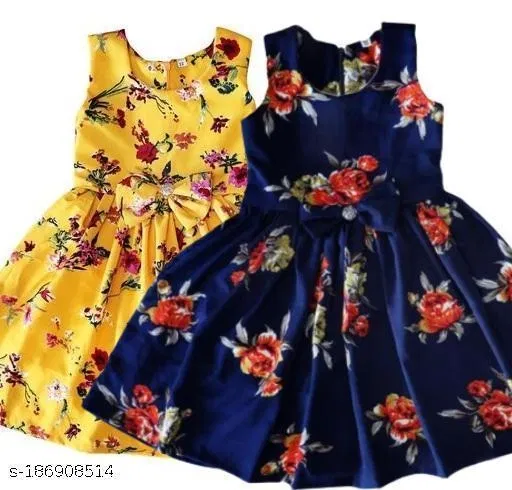 Pack of 2 Frocks & Dresses for Girls (Yellow, 4-5 Years)