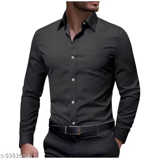 Solid Shirt for Men (Black, 5XL)