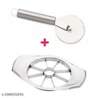 Stainless Steel Pizza Cutter with Fruits Slicer (Silver, Set of 2)