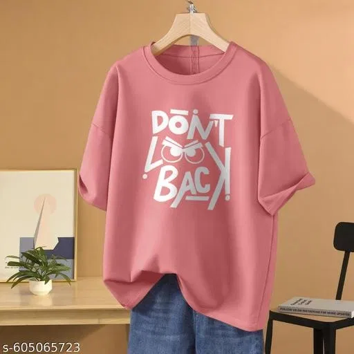 Cotton Blend Printed T-shirt for Women, Pink (M)