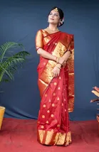Silk Woven Design Saree for Women, Red 