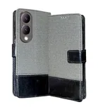 Artificial Leather Flip Cover For Vivo V2315 / Y28 5G / Y17S (Grey)