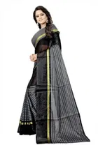 Polycotton Striped Saree for Women 