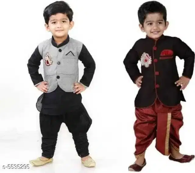 Sherwanis for Boys (Multicolor, 6-7 Years) (Pack of 2)