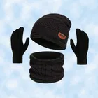 Woolen Cap with Neck Warmer & Gloves for Men & Women 