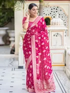 Banarasi Pink Art Silk Printed Saree for Women