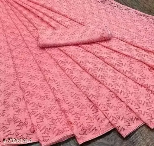 Lace Solid Saree for Women, Pink (6.3 m)