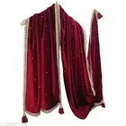 Velvet Solid Dupatta for Women, Maroon 