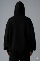 Fleece Printed Hoodie for Men, Black 