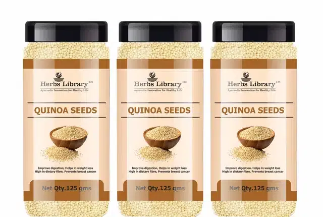 Herbs Library Fresh White Quinoa Seeds for Weight Loss (Pack of 3, 125 g)