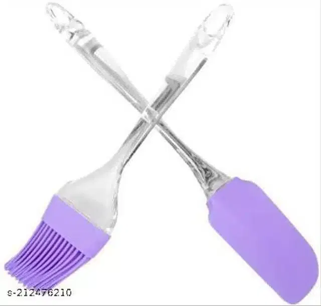 Silicone Spatula with Oil Brush (Multicolor, Set of 2)
