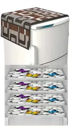 Knit Printed Fridge 4 Pcs Mat with Top Cover 