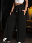 Cotton Blend Solid Trousers for Men, Black 