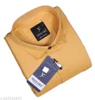 Cotton Blend Solid Shirt for Men, Yellow 