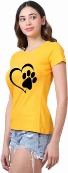 Half Sleeves Printed Round T-Shirt for Women 