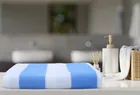 Cotton Bath Towel (Blue & White, 24x51 inches)