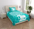 Flat Jaipuri Prints Single Bedsheet with 1 Pillow Cover 100% Cotton (Turquoise)