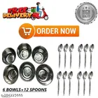 Stainless Steel 6 Pcs Bowls with 12 Pcs Spoon 