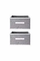 Craft Bazar Multipurpose Foldable Fabric Storage Box with Front Handle for Clothes, Wardrobe Books and Home Organization Pack of 2
