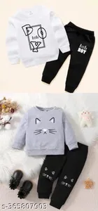 Cotton Blend Full Sleeves T-Shirt with Pant Clothing Set for Kids 