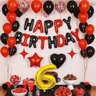 6th Happy Birthday Balloon Decoration Kit ,Black & Red Set Of 1