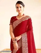 Georgette Saree for Women, Red 