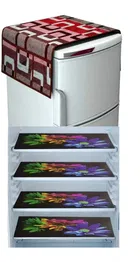 Knit Printed Fridge 4 Pcs Mat with Top Cover 
