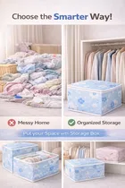 Blue Floral Quilt Storage Bag Dust& Moisture Proof 58*40*22 Cm