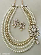 All White Beautiful Kundan Necklace Set for Women, White