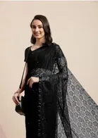 Net Solid Saree for Women 