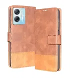 Artificial Leather Mobile Flip Cover for Infinix Hot 30 5G, Brown