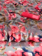 Linen Printed Saree for Women, Pink 