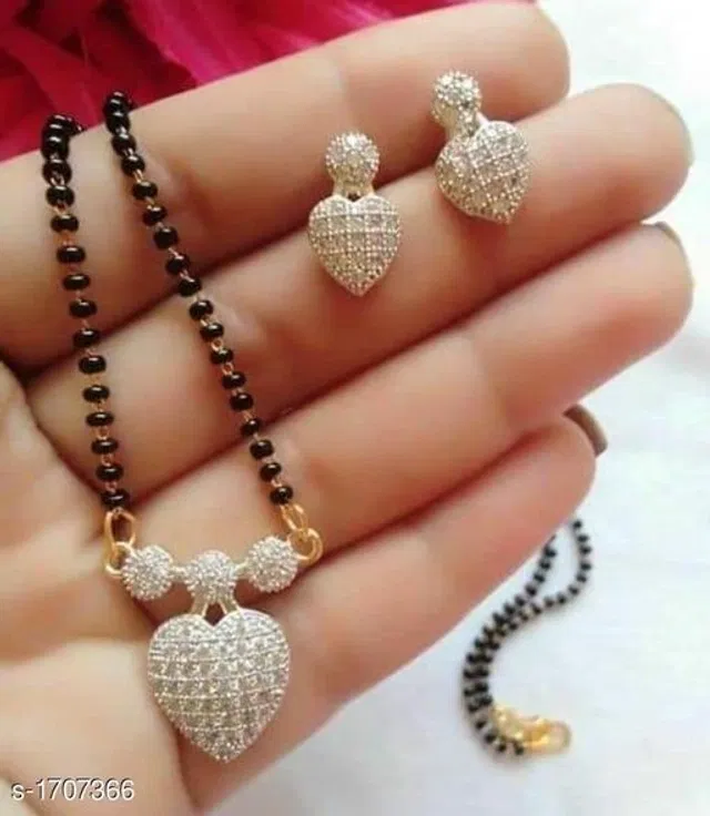 Alloy Mangalsutra with Earrings for Women (Multicolor, Set of 1)