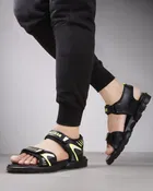 Sandals for Men (Black & Green, 6)